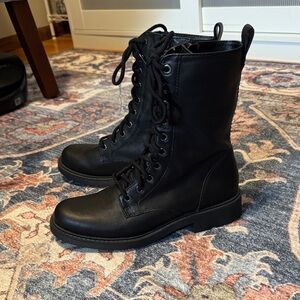 Clarks Black Leather Combat Boots